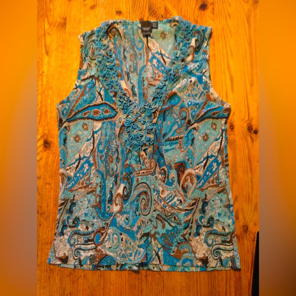 Esprit Womens sleeveless top blue paisley XL